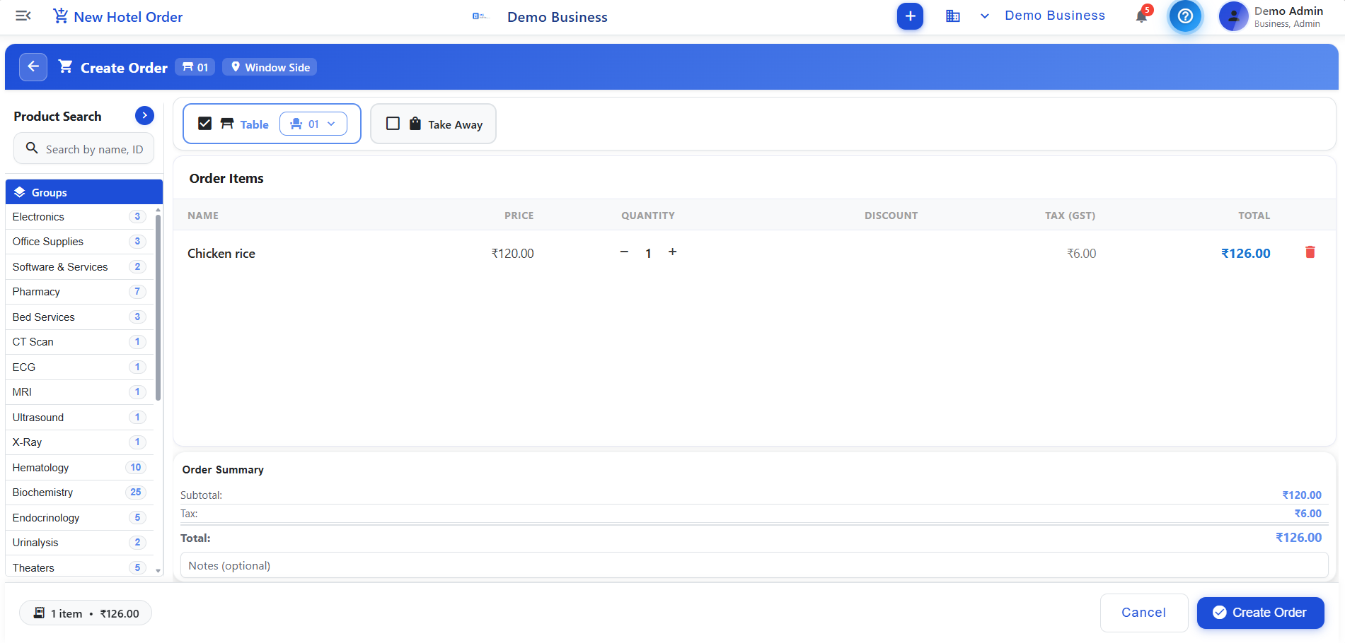 Create New Hotel Order